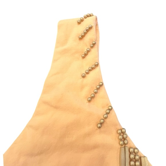 Peach Sleeveless Top with Mesh Detail - Picture 5 of 12